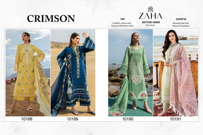 Zaha Crimson Designer Pakistani Suit Collection
